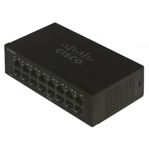 Коммутатор Cisco SF110D-16 SF110D-16-EU (100 Base-TX (100 мбит/с), Без SFP портов)