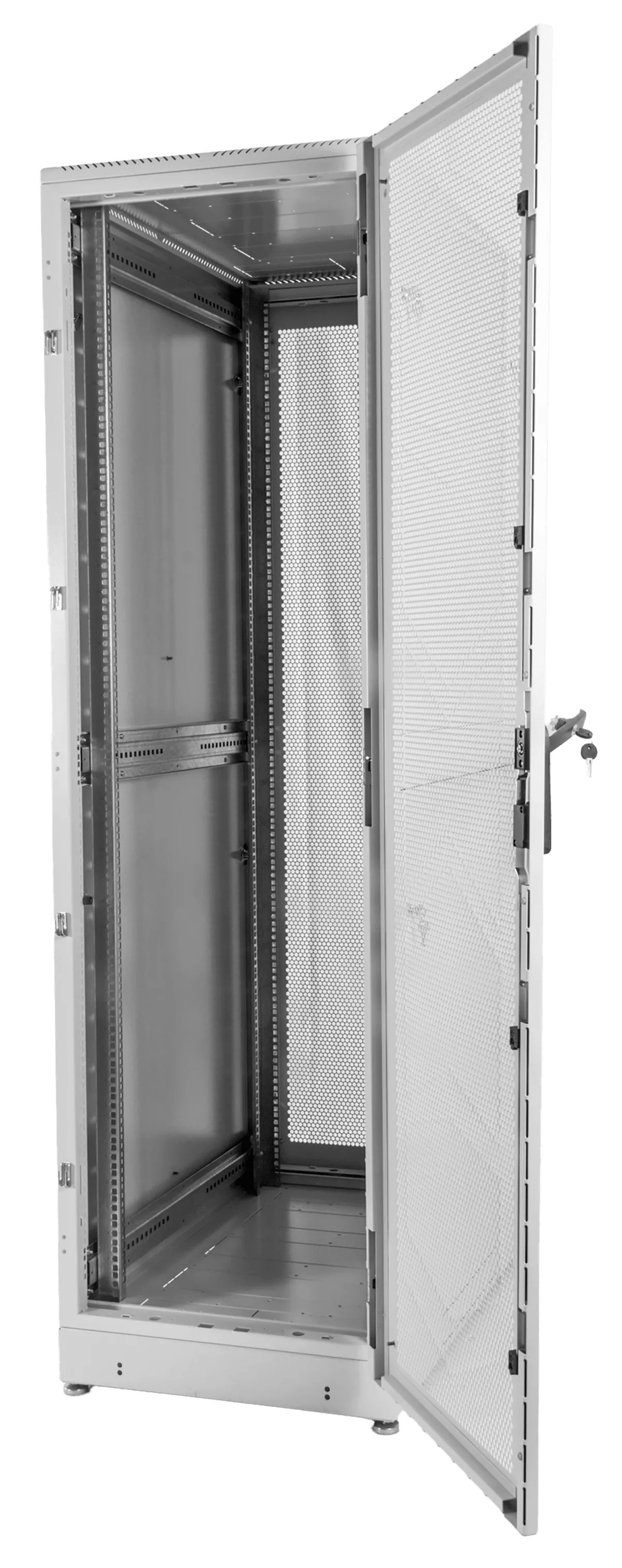 Шкаф серверный напольный 48U (600 × 1200) дверь перфорированная, задние двойные перфорированные