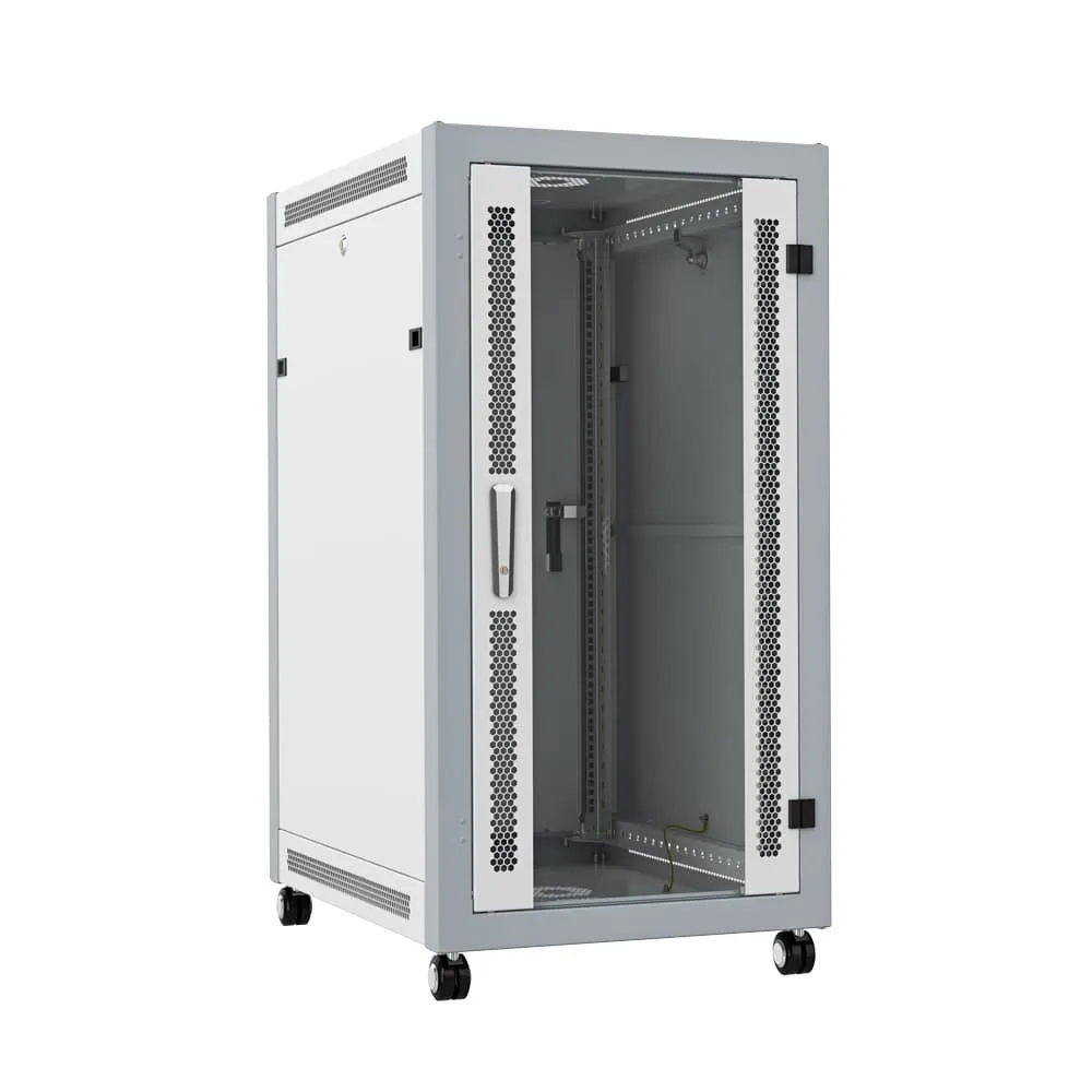 SYSMATRIX SL 6027.712 Шкаф монтажный телекоммуникационный 19" напольный 27U 600x1000x1330mm (ШхГхВ) передняя дверь стекло, задняя дверь металл, поворотная ручка с замком, цвет серый (RAL 7035/RAL 7000)