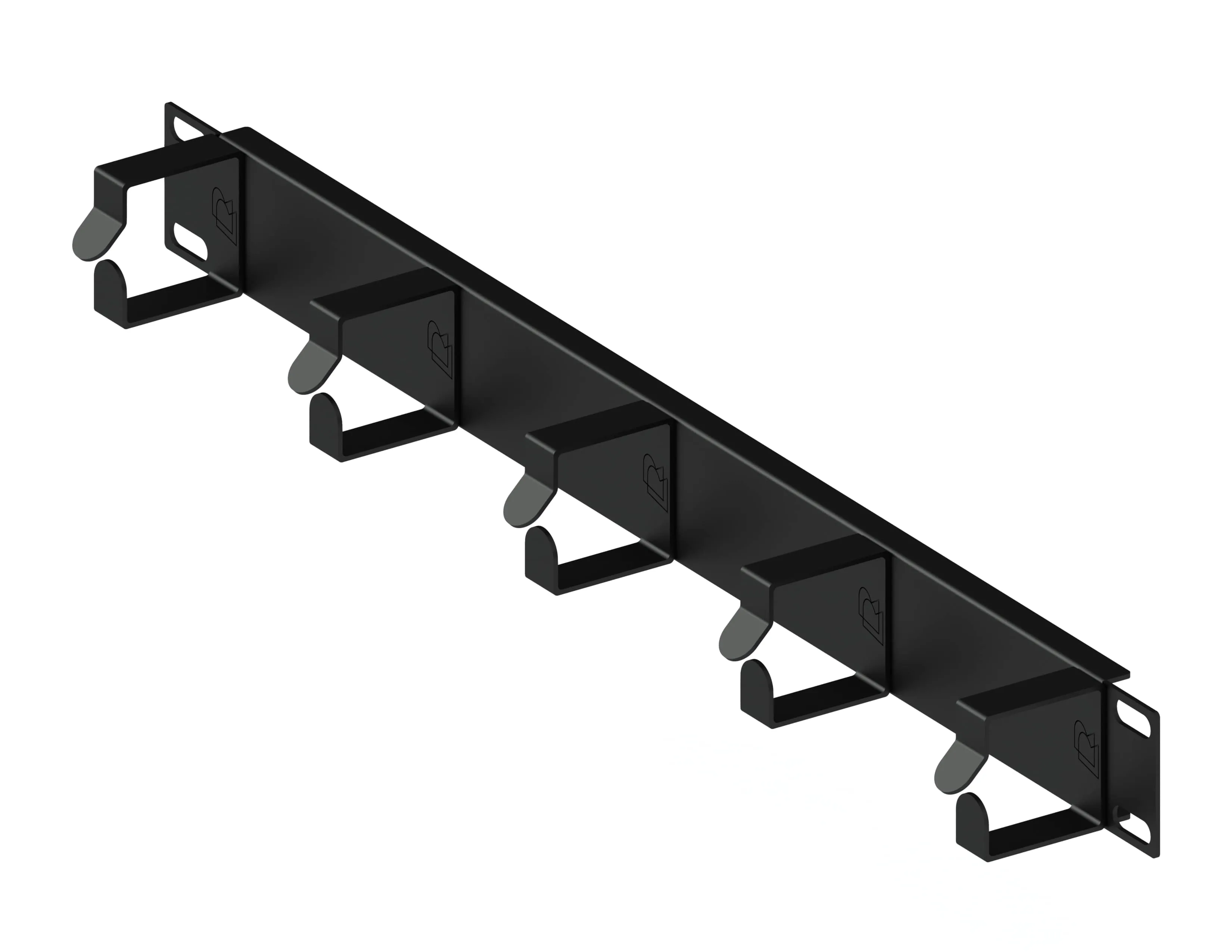 Кабельный организатор горизонтальный, 19", 1U, 5 колец, черный RUSRACK 