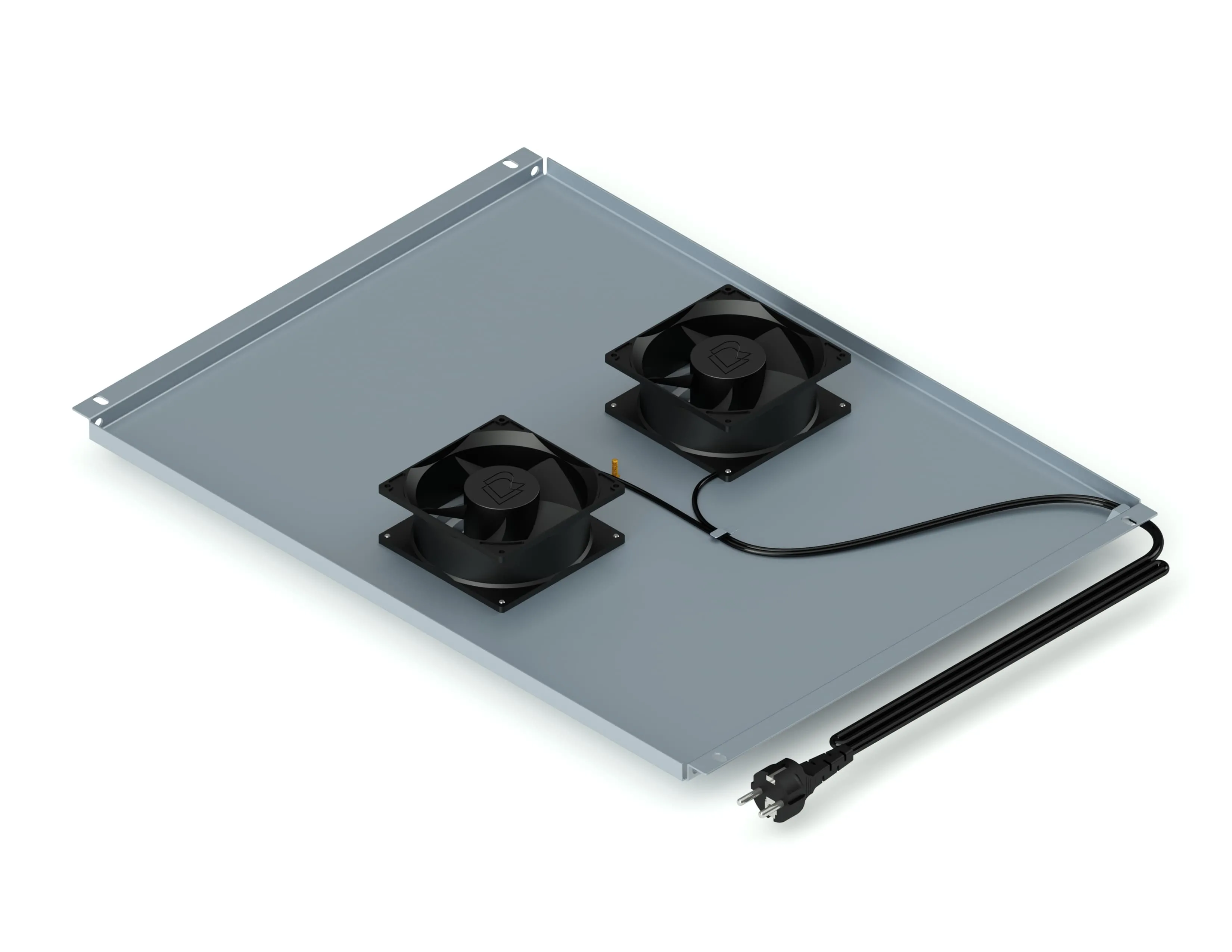 Потолочный блок вентиляторов на 2 модуля для серверного шкафа глубиной 800мм, серый