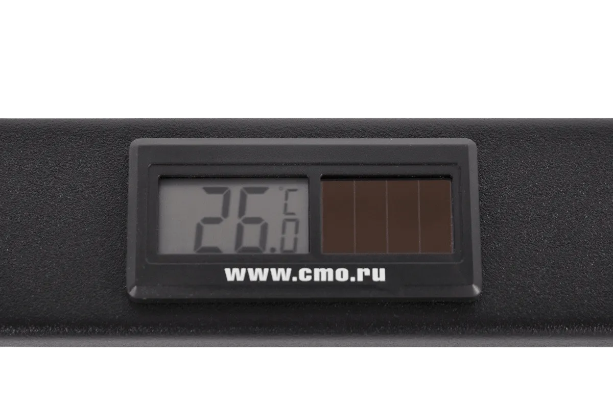 Фальшпанель с термометром в шкаф 19" 1U, цвет черный Фальшпанель с термометром в шкаф 19" 1U, цвет черный