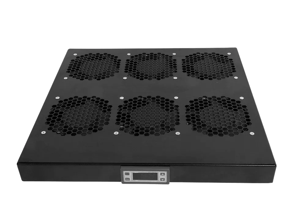 Модуль вентиляторный 19" 1U, 6 вентиляторов, регул. глубина 390-750 мм  с контроллером, чёрный