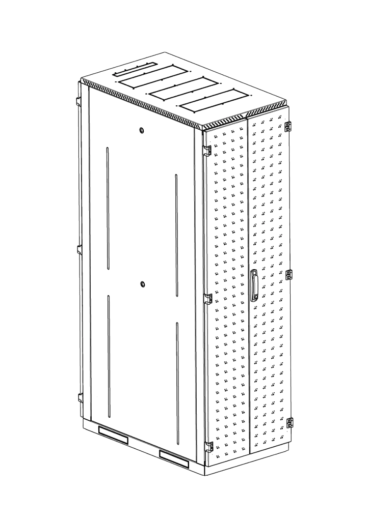 Шкаф серверный напольный 45U (600 × 1000) дверь перфорированная, задние двойные перфорированные