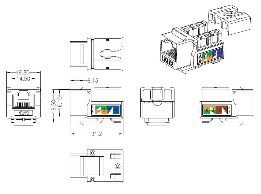 Cabeus KJ-RJ45-Cat.6