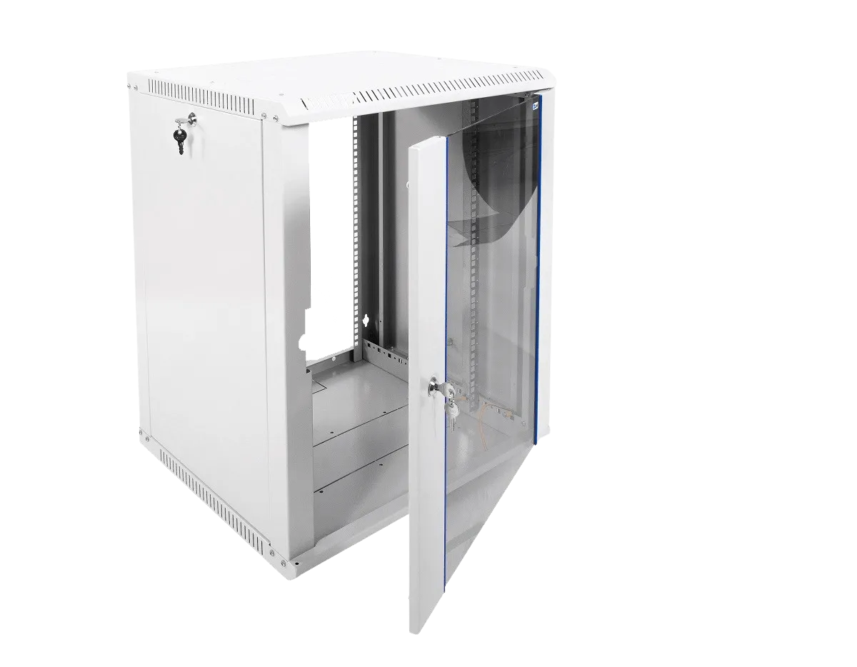 Шкаф телекоммуникационный настенный разборный ЭКОНОМ 15U (600 × 520) дверь стекло