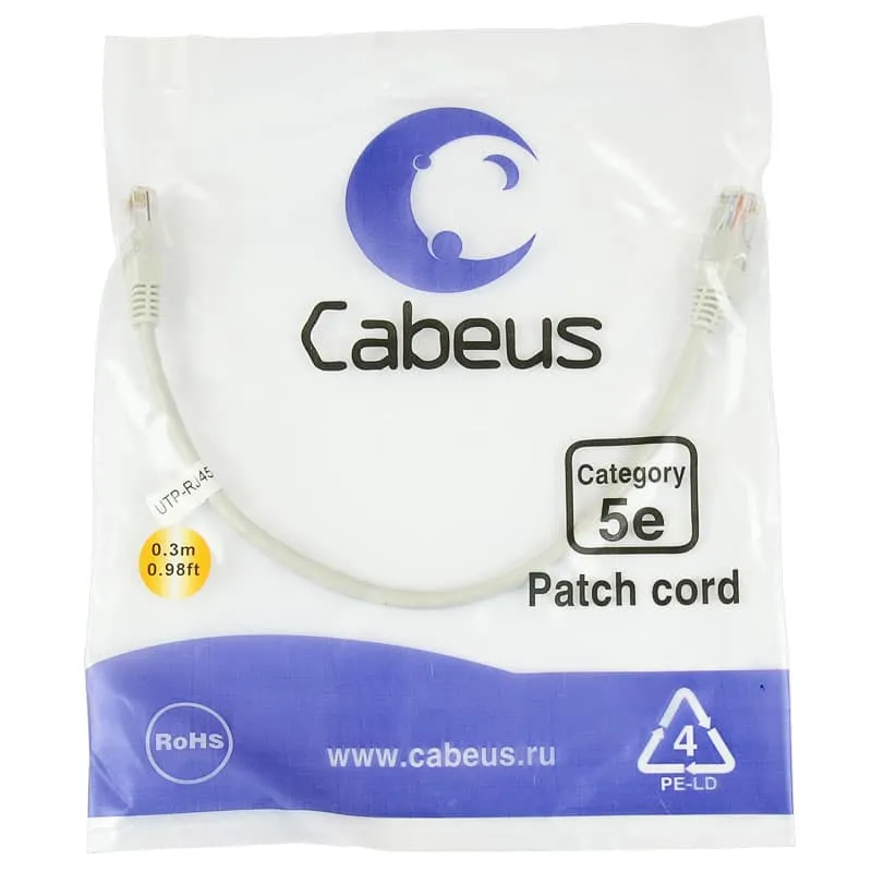 Cabeus PC-UTP-RJ45-Cat.5e-0.3m Cabeus PC-UTP-RJ45-Cat.5e-0.3m