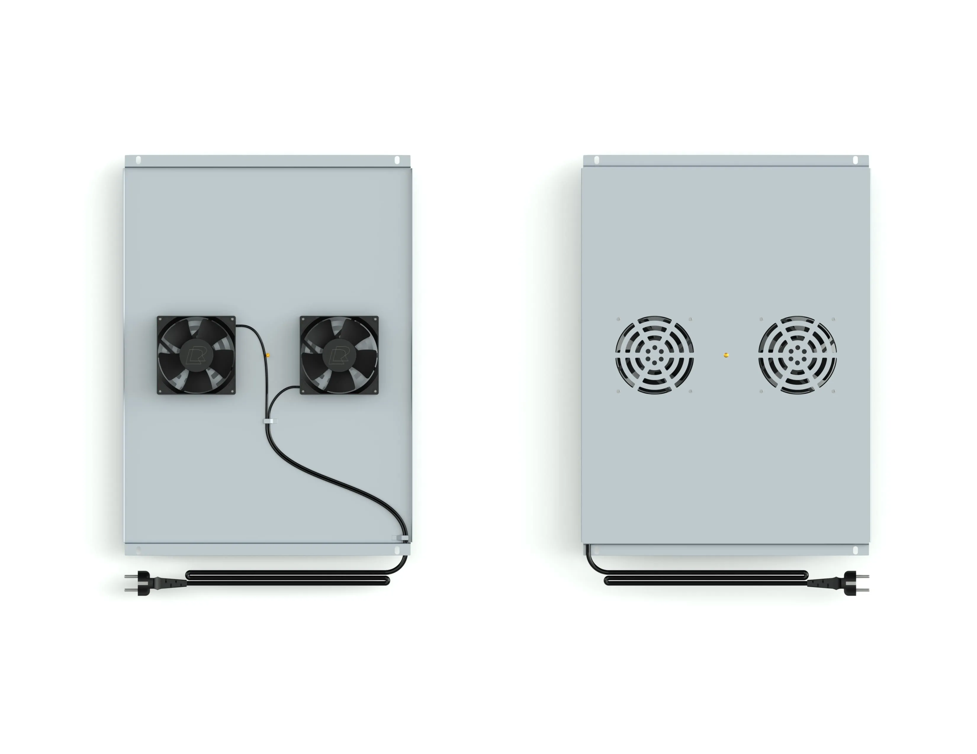 Потолочный блок вентиляторов на 2 модуля для серверного шкафа глубиной 800мм, серый