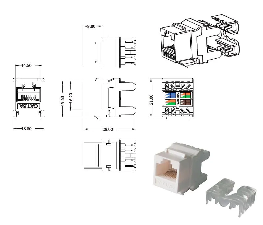Cabeus KJ-RJ45-Cat.6A-180 Degree