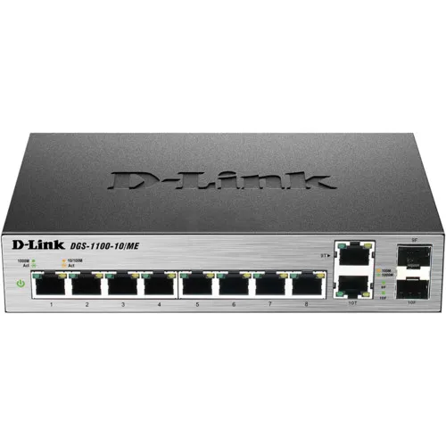 Коммутатор D-link DGS-1100-10/ME/A (1000 Base-TX (1000 мбит/с), 2 SFP порта)