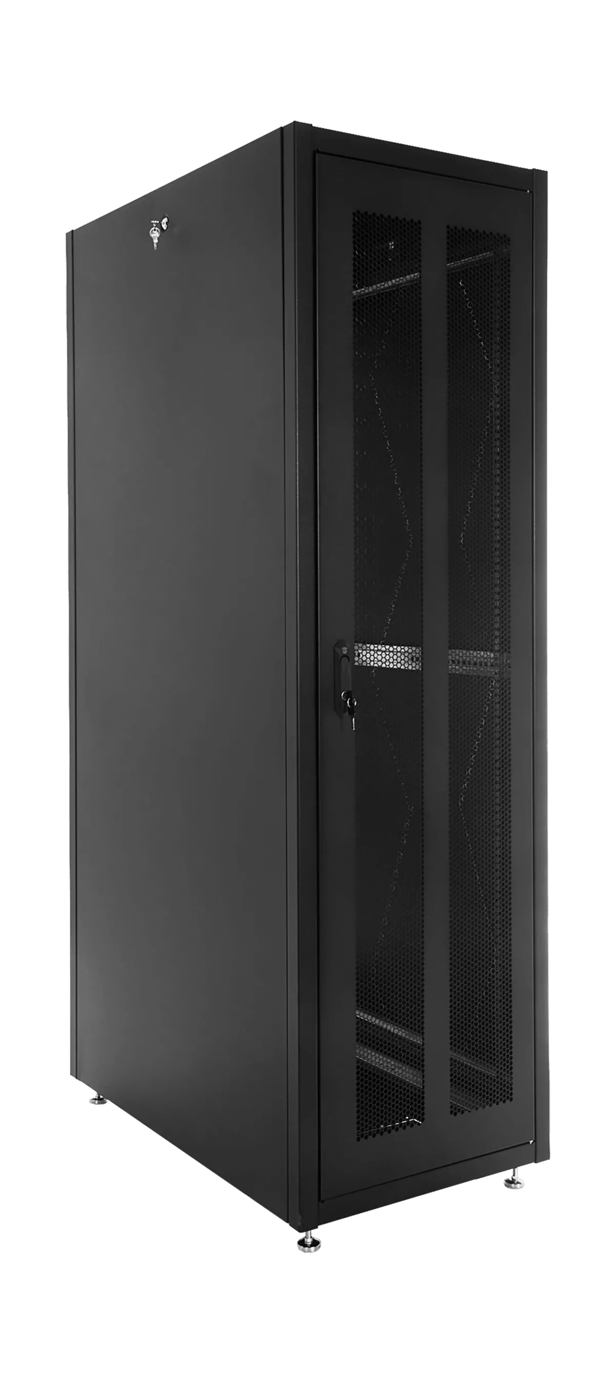 Шкаф телекоммуникационный напольный ЭКОНОМ 48U (800 × 800) дверь перфорированная 2 шт., цвет черный