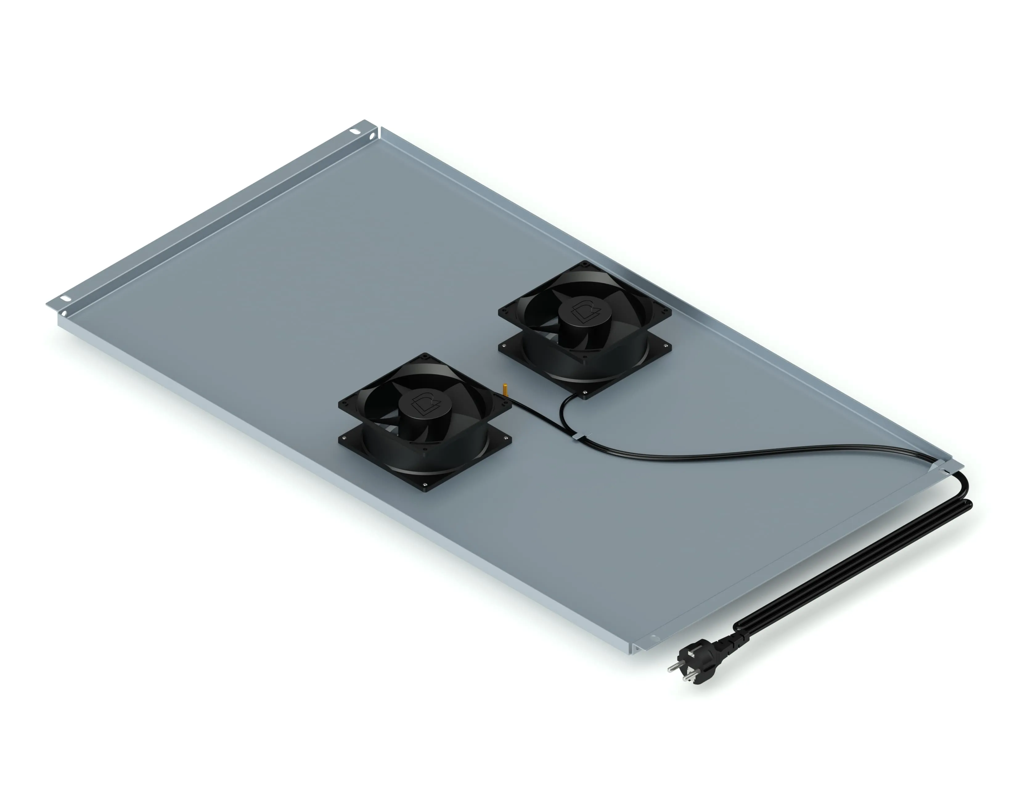 Потолочный блок вентиляторов на 2 модуля для серверного шкафа глубиной 1000мм, серый