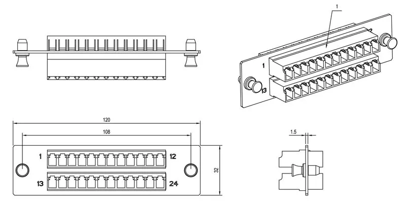 Hyperline FO-FPM-W120H32-24LC-BL