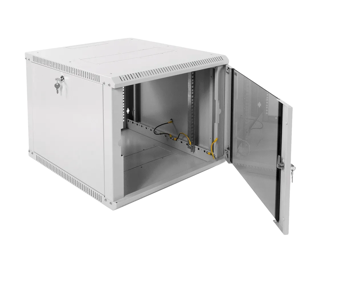 Шкаф телекоммуникационный настенный разборный ЭКОНОМ 9U (600 × 650) дверь стекло