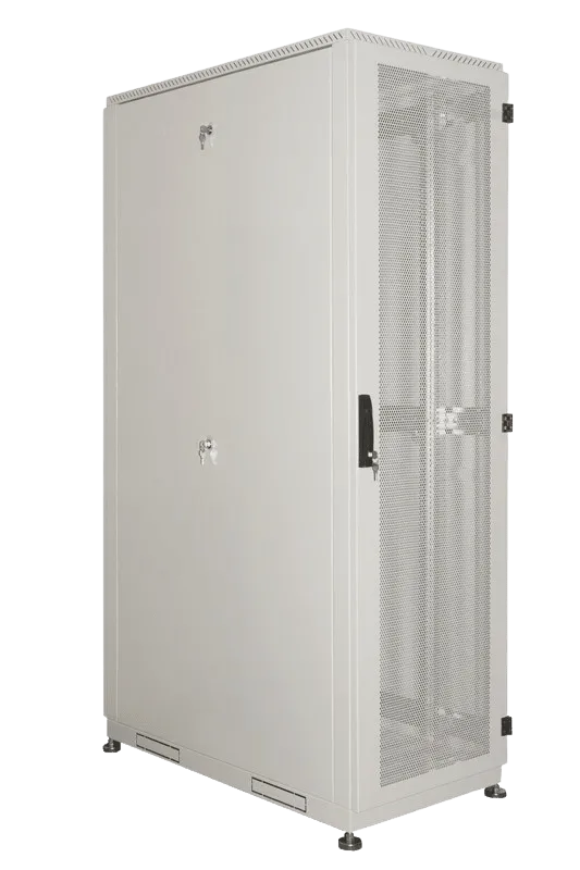 Шкаф серверный напольный 42U (600 × 1000) дверь перфорированная, задние двойные перфорированные
