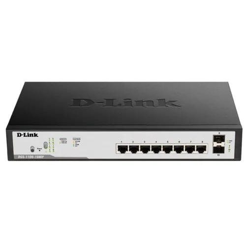 Коммутатор D-link DGS-1100-10MP DGS-1100-10MP/C1A (1000 Base-TX (1000 мбит/с), 2 SFP порта)