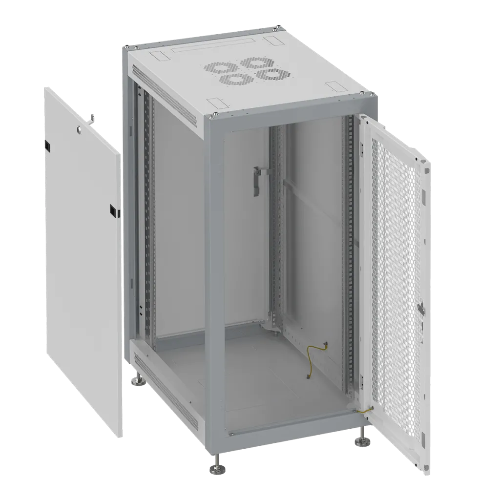 SYSMATRIX SL 6622.732 Шкаф монтажный телекоммуникационный 19" напольный 22U 600x600x1100mm (ШхГхВ) передняя дверь перфорация, задняя дверь металл, поворотная ручка с замком, цвет серый (RAL 7035/RAL 7000)