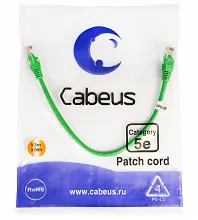 Патч-корд медный Cabeus PC-UTP-RJ45-Cat.5e-0.3m-GN 19" кабель 5e  зеленый