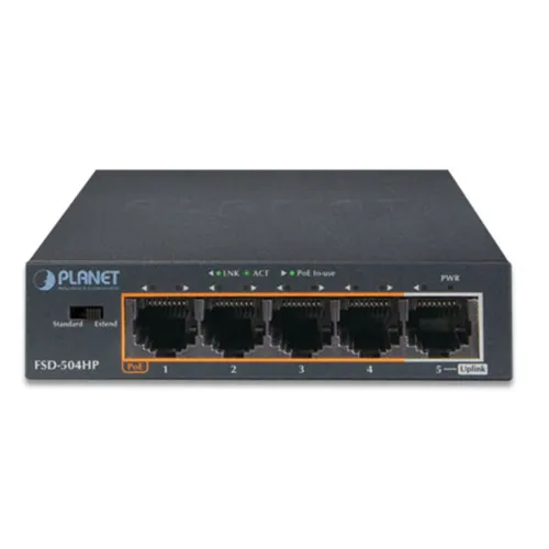 Коммутатор Planet FSD-504HP (100 Base-TX (100 мбит/с), Без SFP портов) Коммутатор Planet FSD-504HP (100 Base-TX (100 мбит/с), Без SFP портов)