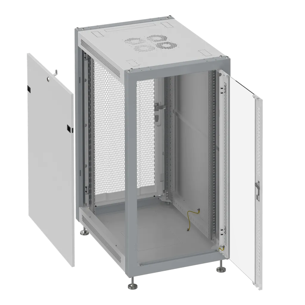 SYSMATRIX SL 6833.713 Шкаф монтажный телекоммуникационный 19" напольный 33U 600x800x1600mm (ШхГхВ) передняя дверь стекло, задняя дверь перфорация, поворотная ручка с замком, цвет серый (RAL 7035/RAL 7000)