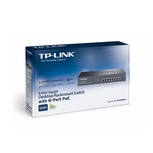 Коммутатор TP-Link TL-SG1008PE (1000 Base-TX (1000 мбит/с), Без SFP портов)