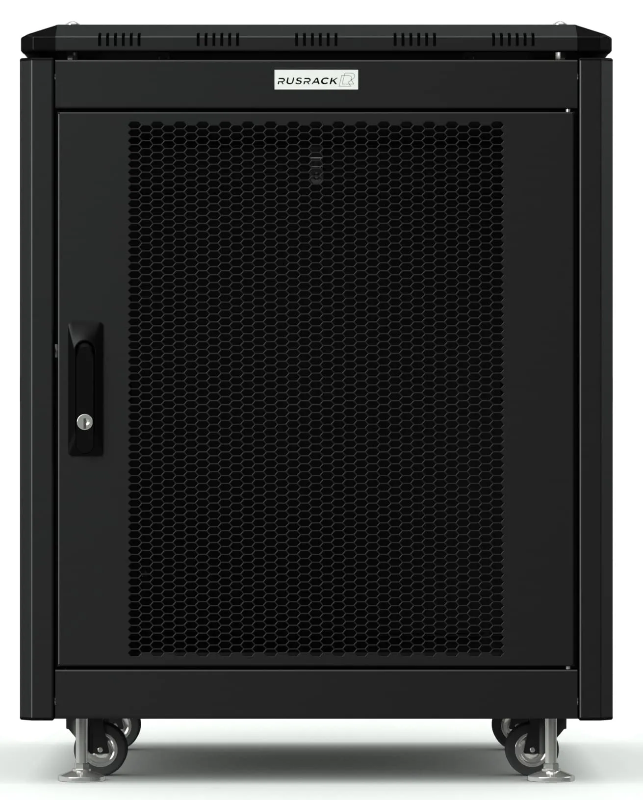 RUSRACK напольный 12U 600х600 черный, перф. дверь RUSRACK напольный 12U 600х600 черный, перф. дверь