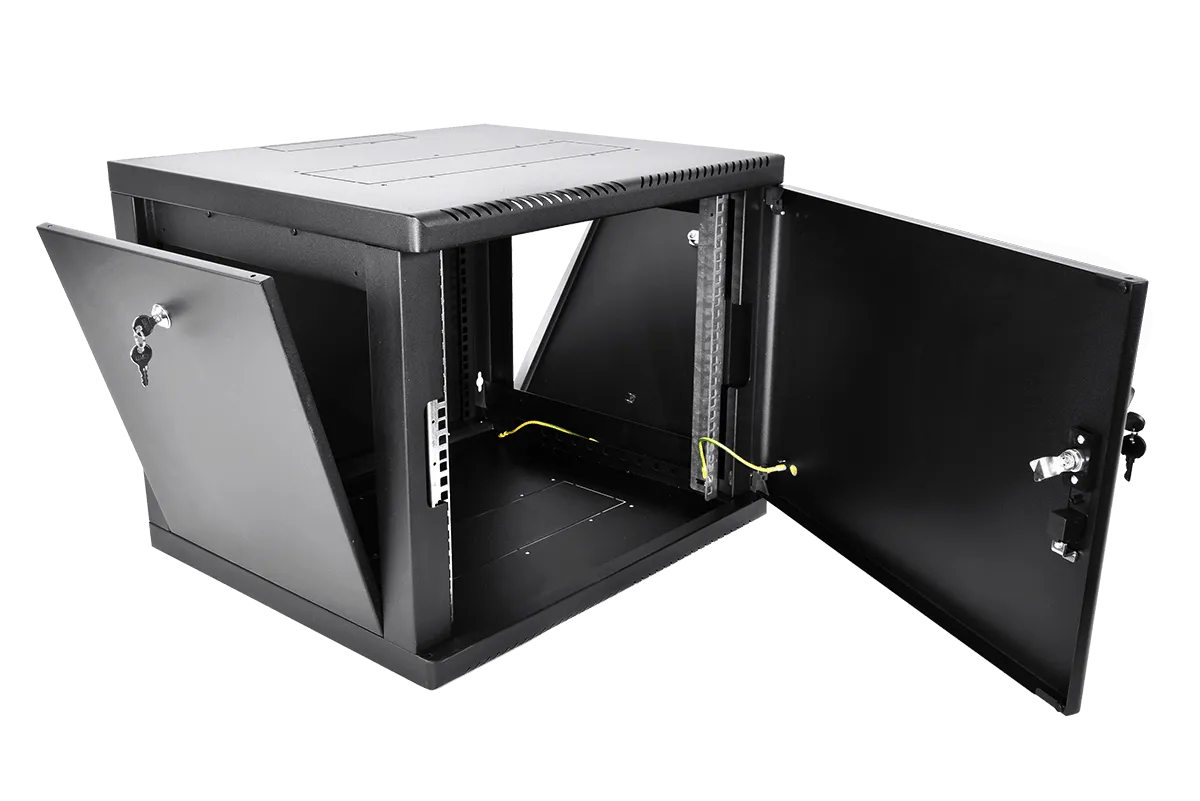 Шкаф телекоммуникационный настенный разборный 9U (600×650) съемные стенки, дверь металл, цвет черный