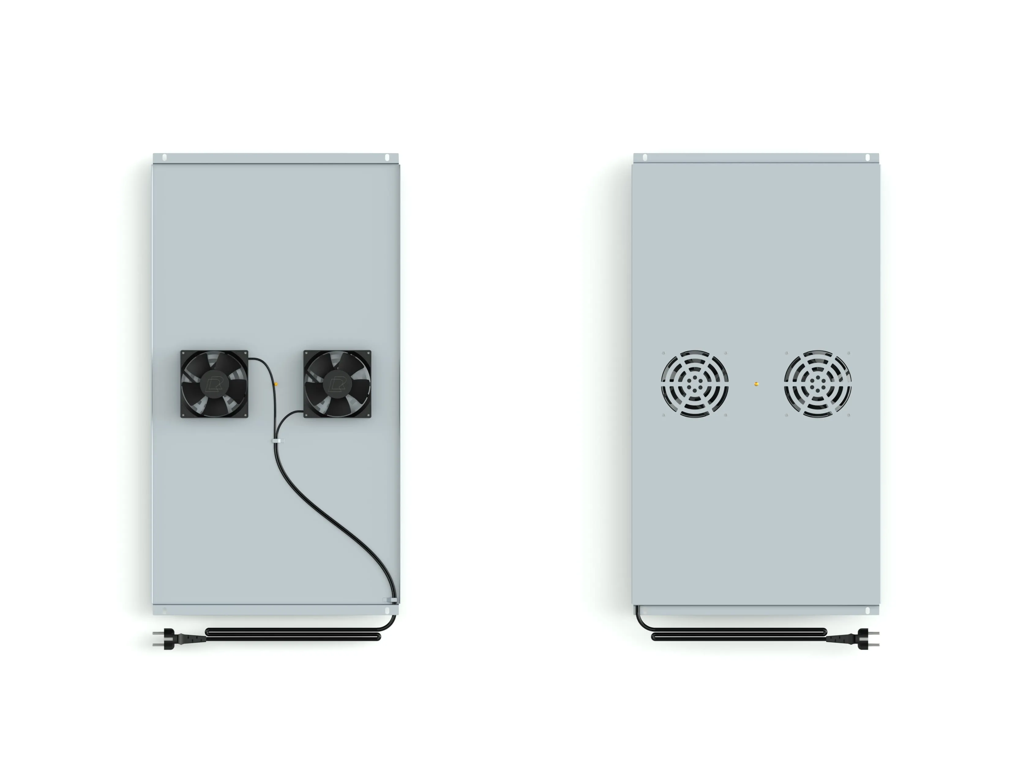 Потолочный блок вентиляторов на 2 модуля для серверного шкафа глубиной 1000мм, серый