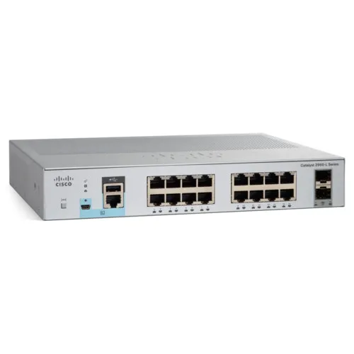 Коммутатор Cisco Catalyst 2960L 16PS-LL WS-C2960L-16PS-LL (1000 Base-TX (1000 мбит/с), 2 SFP порта)