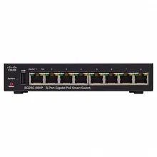 Коммутатор Cisco SG250-08 SG250-08-K9-EU (1000 Base-TX (1000 мбит/с), Без SFP портов)