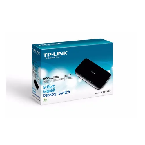Коммутатор TP-Link TL-SG1008D (1000 Base-TX (1000 мбит/с), Без SFP портов)