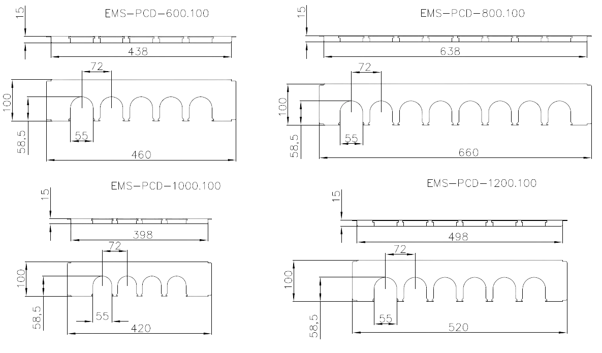 Панель для ввода кабеля 6 мест в шкаф EMS шириной 1200 мм (4 шт.)