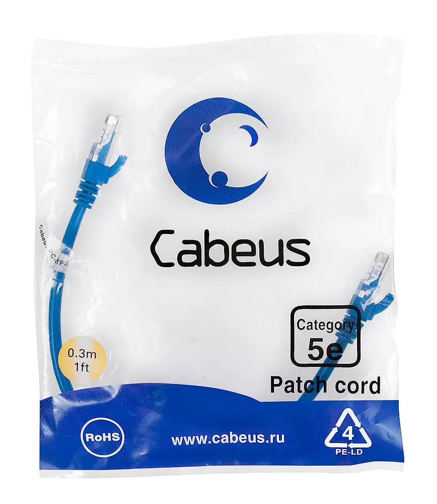 Cabeus PC-UTP-RJ45-Cat.5e-0.3m-BL Cabeus PC-UTP-RJ45-Cat.5e-0.3m-BL