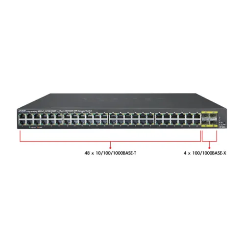 Коммутатор Planet GS-4210-48T4S (1000 Base-TX (1000 мбит/с), 4 SFP порта) Коммутатор Planet GS-4210-48T4S (1000 Base-TX (1000 мбит/с), 4 SFP порта)