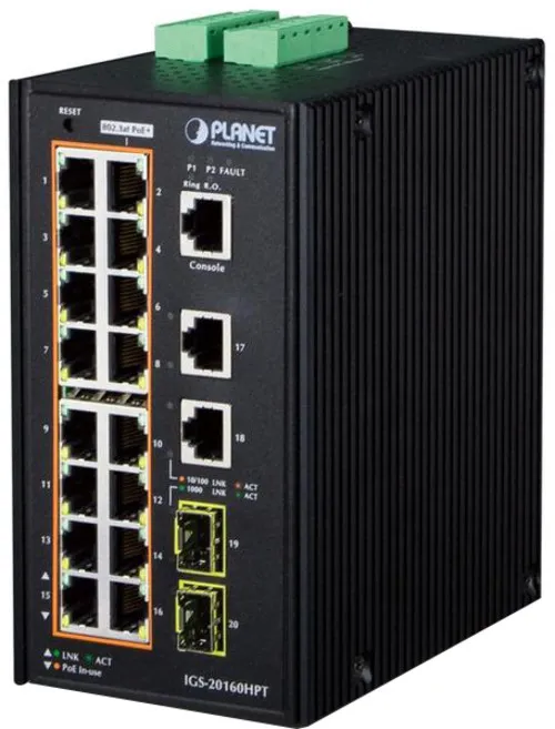 Коммутатор Planet IGS-20160HPT (1000 Base-TX (1000 мбит/с), 2 SFP порта)