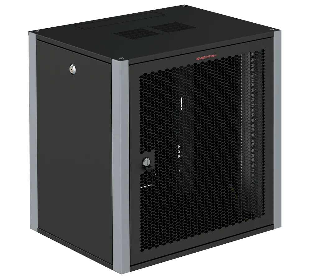 SYSMATRIX WP 6412.930 Шкаф телекоммуникационный настенный 19" 12U 600x450x585mm (ШхГхВ) дверь перфорация, цвет черный (RAL 9004/RAL7000)