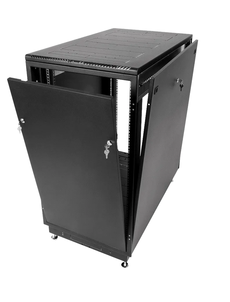 Шкаф телекоммуникационный напольный 22U (600 × 600) дверь стекло, цвет чёрный