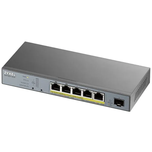 Коммутатор Zyxel GS1350-6HP-EU0101F (1000 Base-TX (1000 мбит/с), 1 SFP порт)