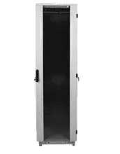 Шкаф телекоммуникационный напольный 48U (600 × 1000) дверь стекло, чёрный