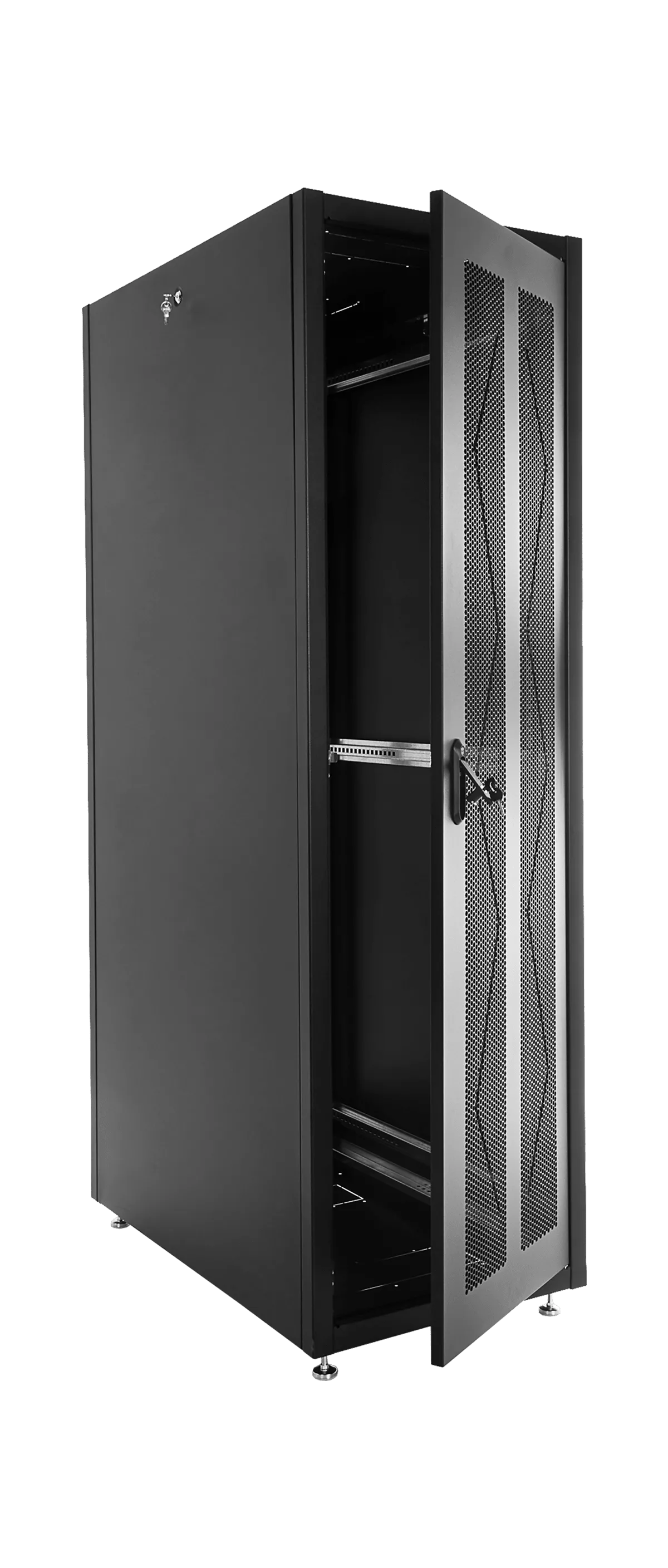 Шкаф телекоммуникационный напольный ЭКОНОМ 42U (600 × 1000) дверь перфорированная 2 шт., цвет черный