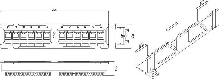 Hyperline PPW-12-8P8C-C5e