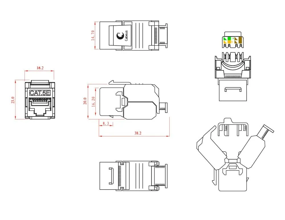 Cabeus KJ-RJ45-Cat.5E-180-Tooless