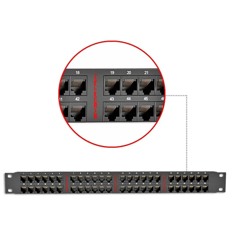 SYSMATRIX 5PP4802U102 Патч-панель коммутационная высокой плотности 19" (1U), 48 портов RJ-45, категория 5e, Dual IDC, неэкранированная
