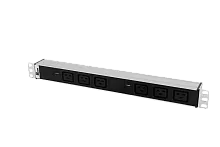 Блок розеток Rem-32 с инд., 6 IEC 60320 C19, 32А, алюм., 19", колодка