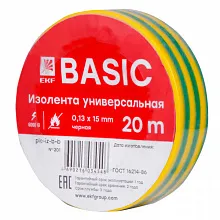 Изолента класс В (0,13х15мм) (20м.) желто-зеленая EKF