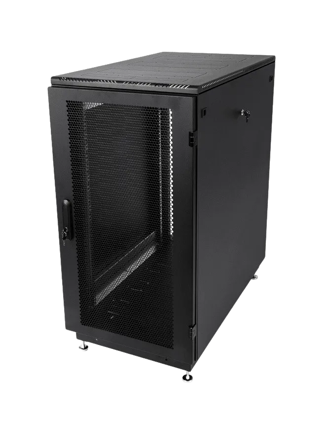 Шкаф серверный напольный 27U (600 × 1000) дверь перфорированная 2 шт., цвет черный