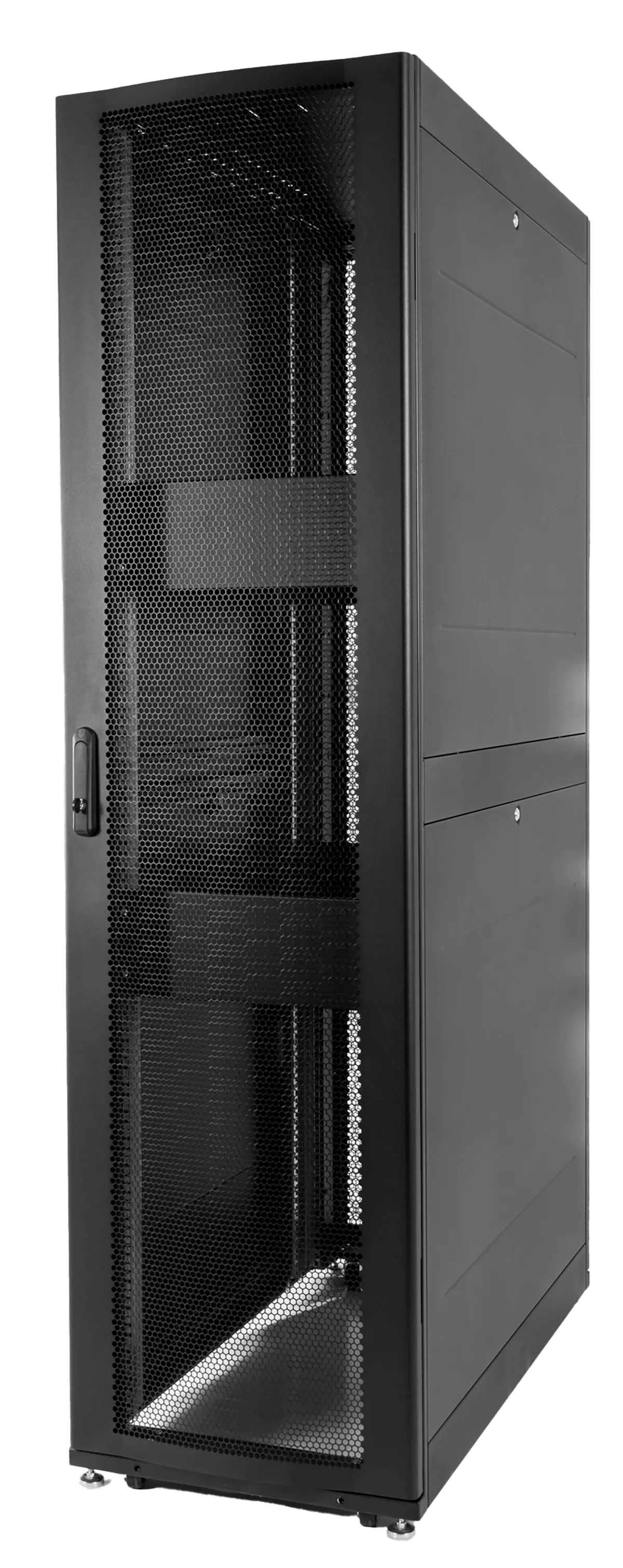 Шкаф серверный ПРОФ напольный 42U (600x1000) дверь перфор., задние двойные перфор., черный, в сборе Шкаф серверный ПРОФ напольный 42U (600x1000) дверь перфор., задние двойные перфор., черный, в сборе