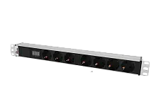 Блок розеток Rem-32 с амп, 7 Schuko, 32А, алюм., 19", колодка