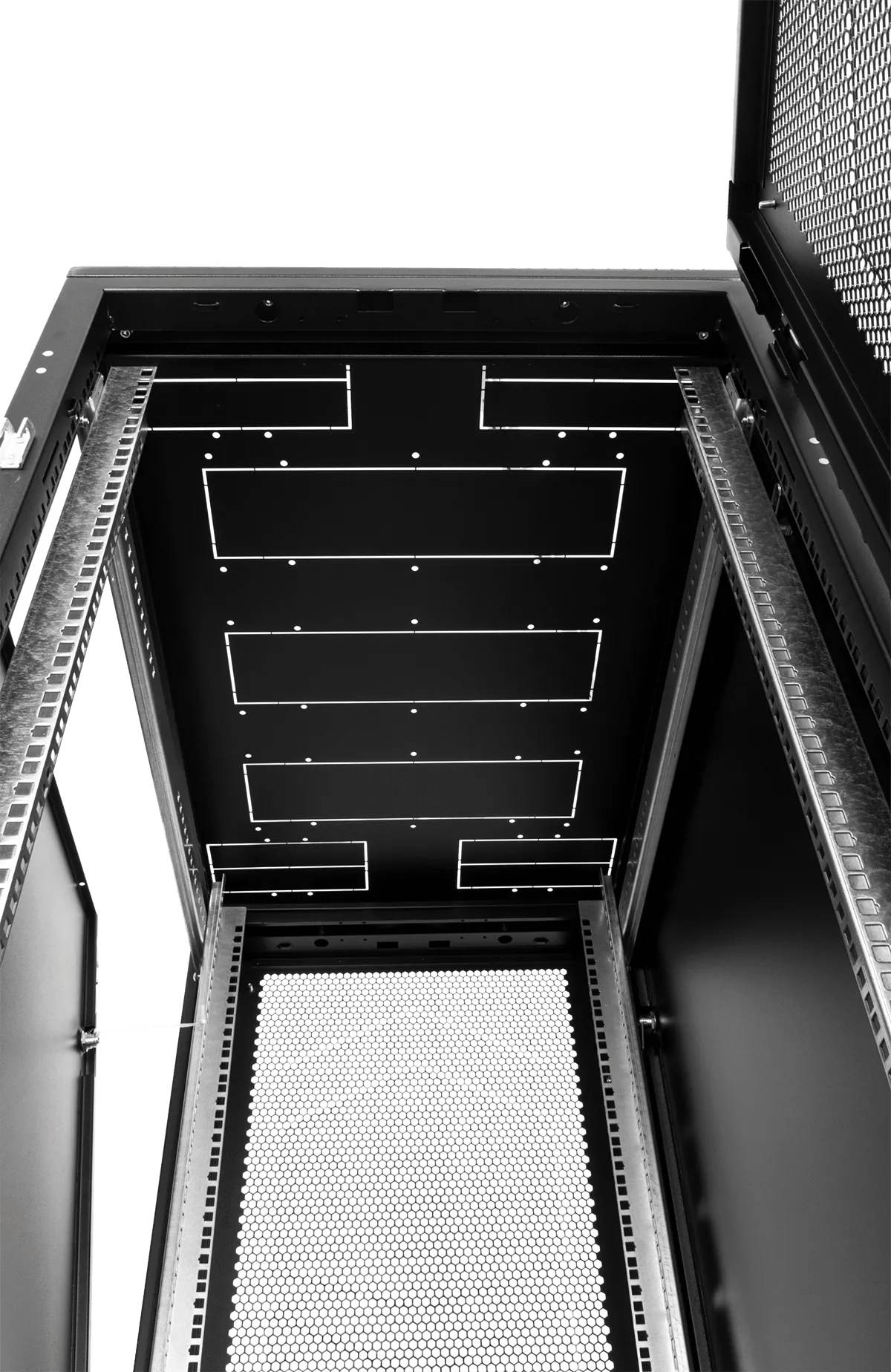 Шкаф телекоммуникационный напольный 42U (600 × 800) дверь стекло, цвет черный