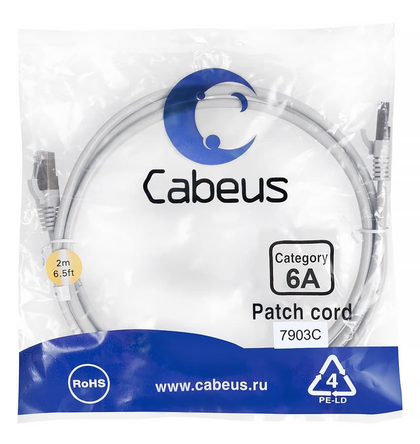 Cabeus PC-SSTP-RJ45-Cat.6a-2m-LSZH